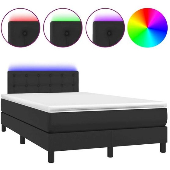 vidaXL Lit Boxspring avec matelas & LED Noir 120x200 cm Similicuir