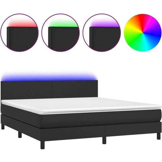 vidaXL Lit Boxspring avec matelas & LED Noir 160x200 cm Similicuir