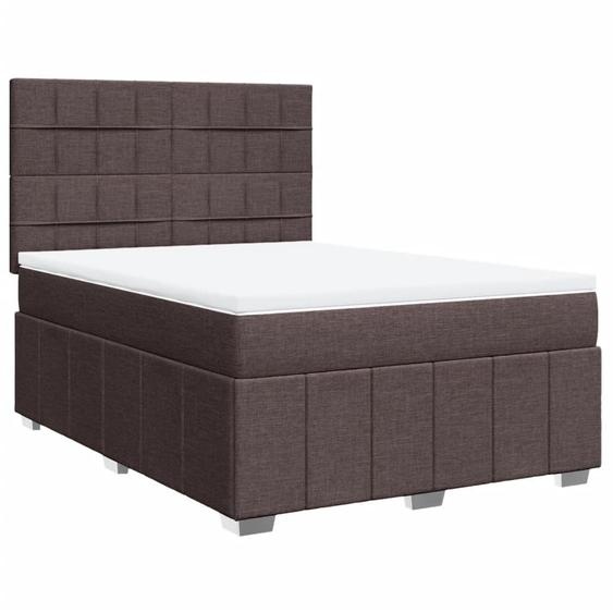 vidaXL Lit boxspring avec matelas Marron foncé 140x200 cm Tissu