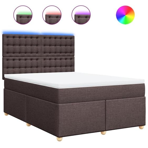 vidaXL Lit boxspring avec matelas Marron foncé 140x200 cm Tissu