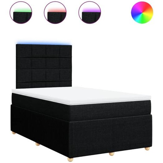 vidaXL Lit boxspring avec matelas noir 120x190 cm Tissu