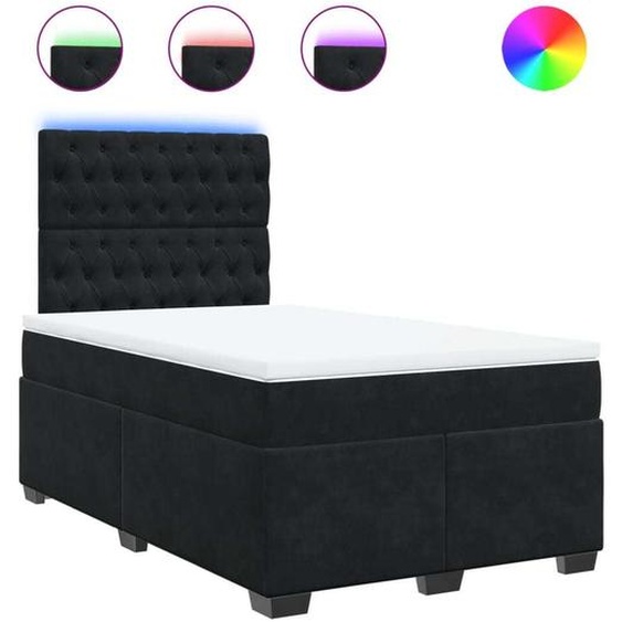 vidaXL Lit boxspring avec matelas noir 120x190 cm velours
