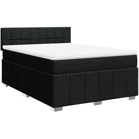 vidaXL Lit boxspring avec matelas noir 140x200 cm Tissu