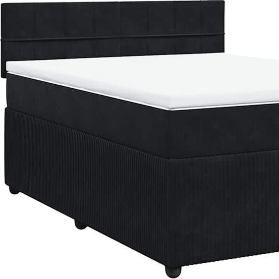vidaXL Lit boxspring avec matelas noir 140x200 cm velours