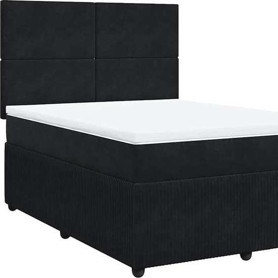vidaXL Lit boxspring avec matelas noir 140x200 cm velours