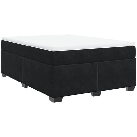 vidaXL Lit boxspring avec matelas noir 140x200 cm velours