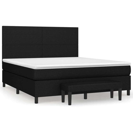 vidaXL Lit boxspring avec matelas noir 160x200 cm Tissu