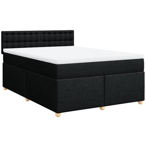 vidaXL Lit boxspring avec matelas noir 160x200 cm Tissu