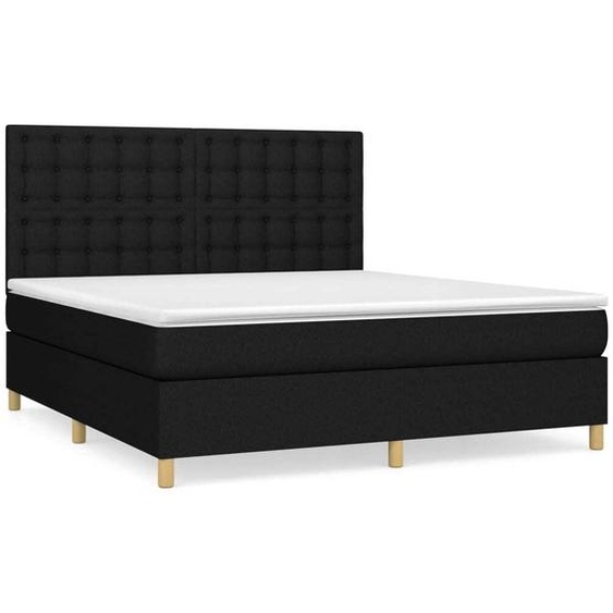 vidaXL Lit boxspring avec matelas noir 160x200 cm Tissu