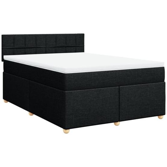 vidaXL Lit boxspring avec matelas noir 160x200 cm Tissu