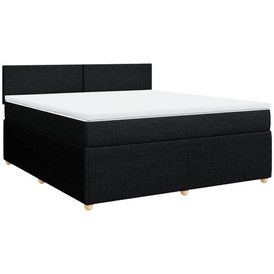vidaXL Lit boxspring avec matelas noir 180x200 cm Tissu