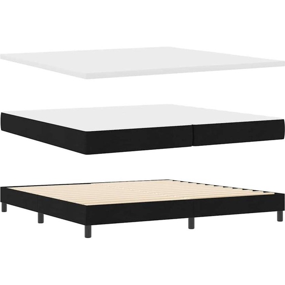 vidaXL Lit boxspring avec matelas noir 200 x 200 cm Tissu