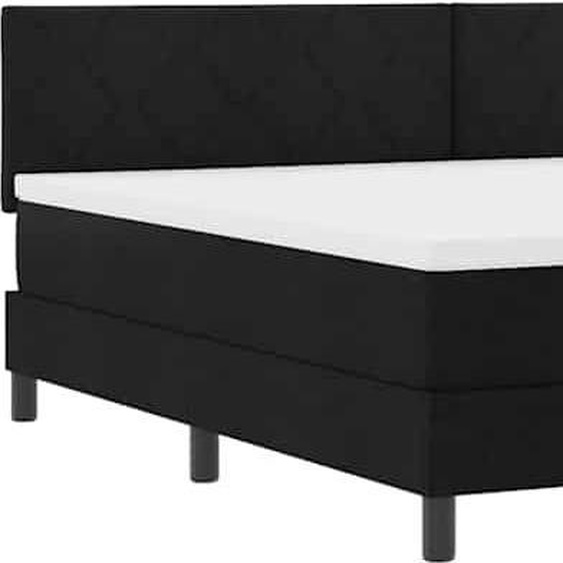vidaXL Lit boxspring avec matelas noir 200 x 200 cm Tissu