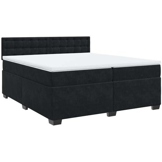 vidaXL Lit boxspring avec matelas noir 200x200 cm velours