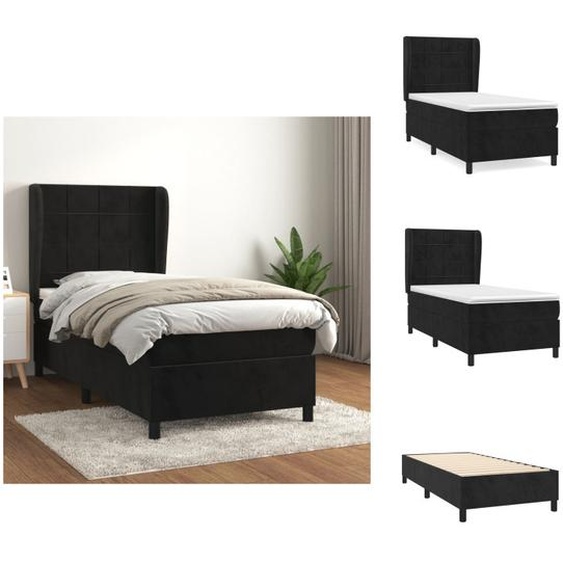vidaXL Lit Boxspring avec Matelas Noir 80x200 cm Velours - Lits et Sommiers
