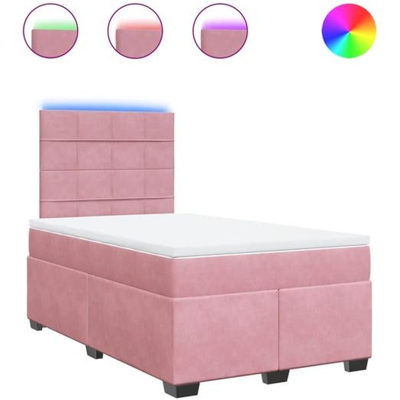 vidaXL Lit boxspring avec matelas rose 120x190 cm velours