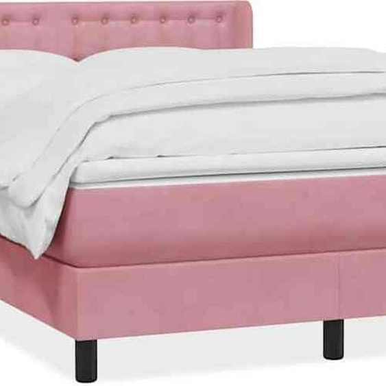 vidaXL Lit boxspring avec matelas rose 160x220 cm velours