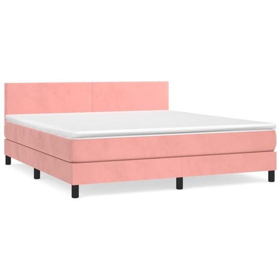 vidaXL Lit boxspring avec matelas rose 180x200 cm velours