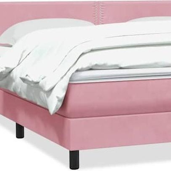 vidaXL Lit boxspring avec matelas rose 200x220 cm velours