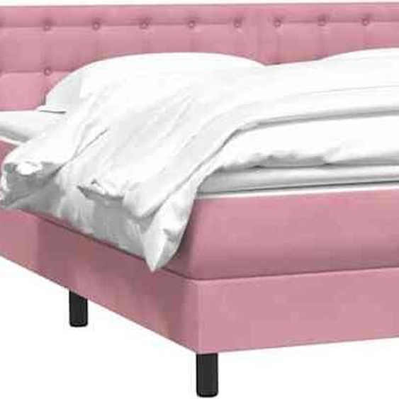 vidaXL Lit boxspring avec matelas rose 200x220 cm velours