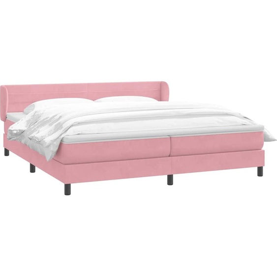 vidaXL Lit boxspring avec matelas rose 200x220 cm velours