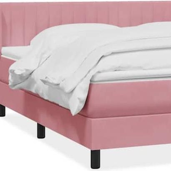 vidaXL Lit boxspring avec matelas rose 200x220 cm velours