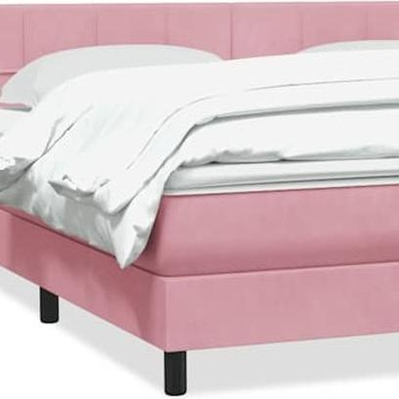 vidaXL Lit boxspring avec matelas rose 200x220 cm velours