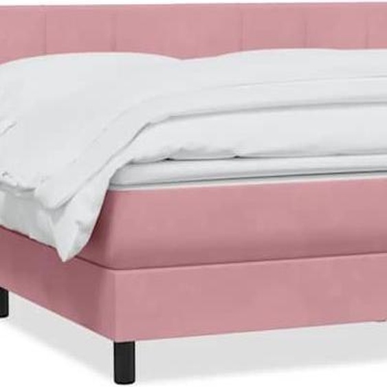 vidaXL Lit boxspring avec matelas rose 200x220 cm velours