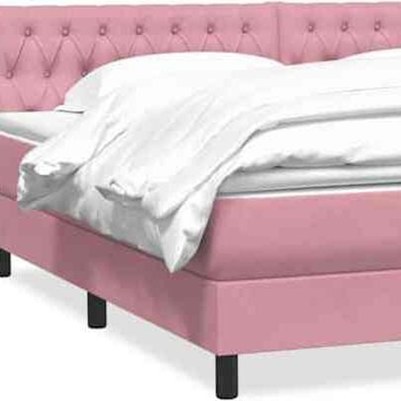 vidaXL Lit boxspring avec matelas rose 200x220 cm velours