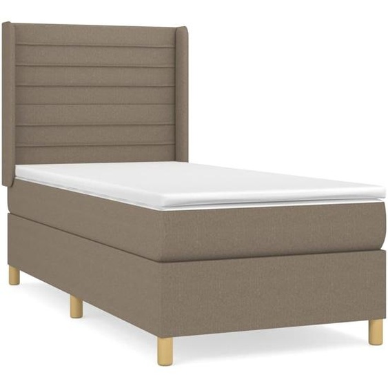 vidaXL Lit boxspring avec matelas Taupe 100x200 cm Tissu