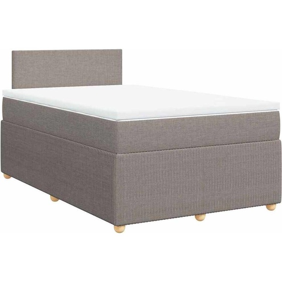vidaXL Lit Boxspring avec matelas Taupe 120x200 cm Tissu