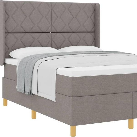 vidaXL Lit boxspring avec matelas Taupe 140 x 190 cm Tissu