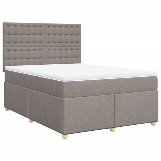 vidaXL Lit boxspring avec matelas Taupe 140x190 cm Tissu