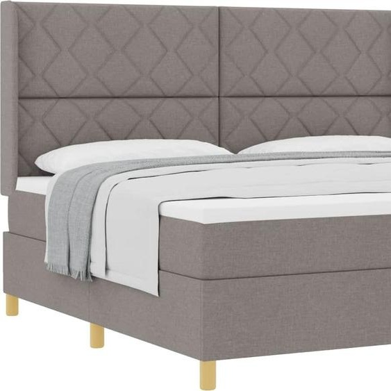 vidaXL Lit boxspring avec matelas Taupe 200 x 200 cm Tissu