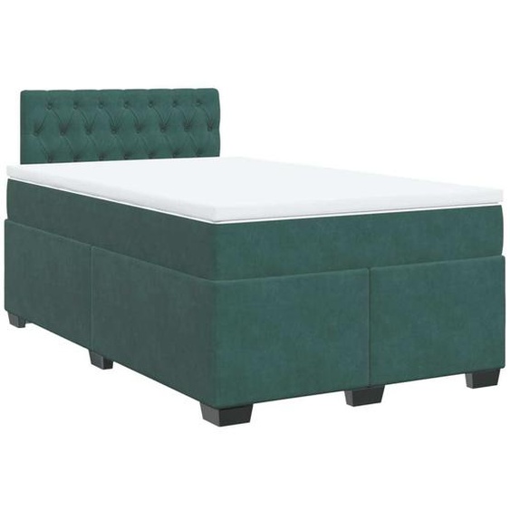 vidaXL Lit boxspring avec matelas vert foncé 120x200 cm velours