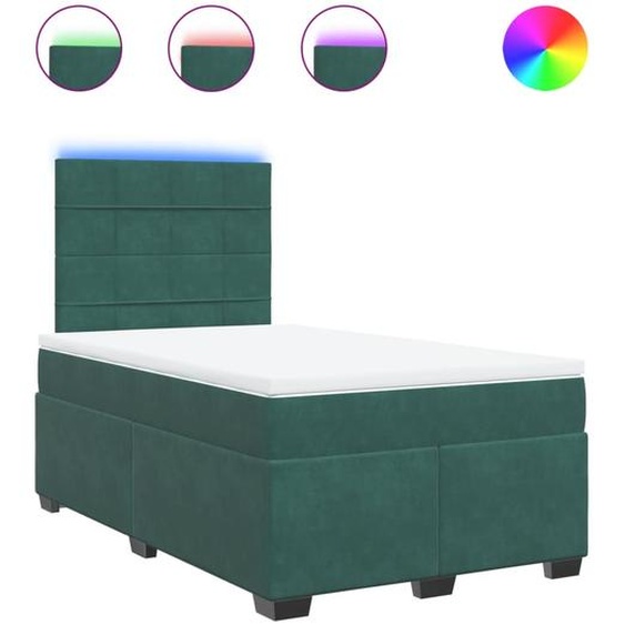 vidaXL Lit boxspring avec matelas vert foncé 120x200 cm velours