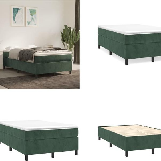vidaXL Lit boxspring avec matelas vert foncé 120x200 cm velours - Lit boxspring - Lits boxspring - Lit - Meubles de chambre à coucher