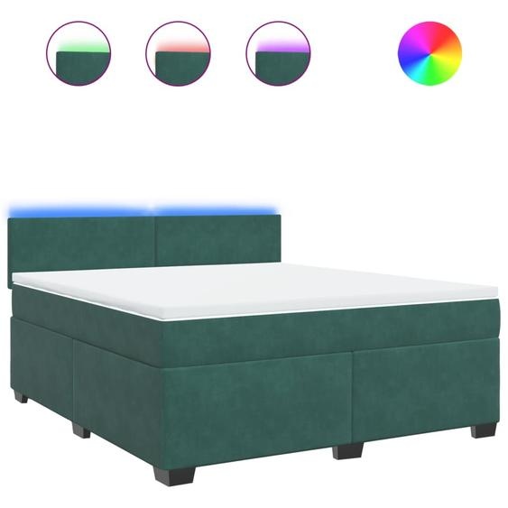 vidaXL Lit boxspring avec matelas vert foncé 180x200 cm velours