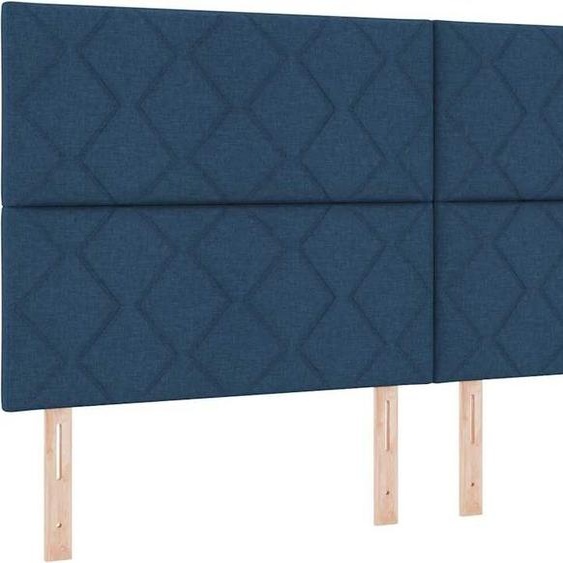 vidaXL Lit boxspring avec tête de lit bleu 200 x 200 cm Tissu
