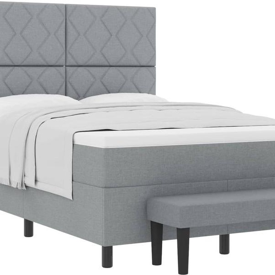 vidaXL Lit boxspring avec tête de lit gris clair 160 x 200 cm Tissu