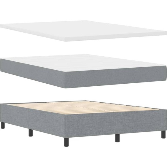 vidaXL Lit boxspring gris clair 140 x 200 cm Tissu & bois composite
