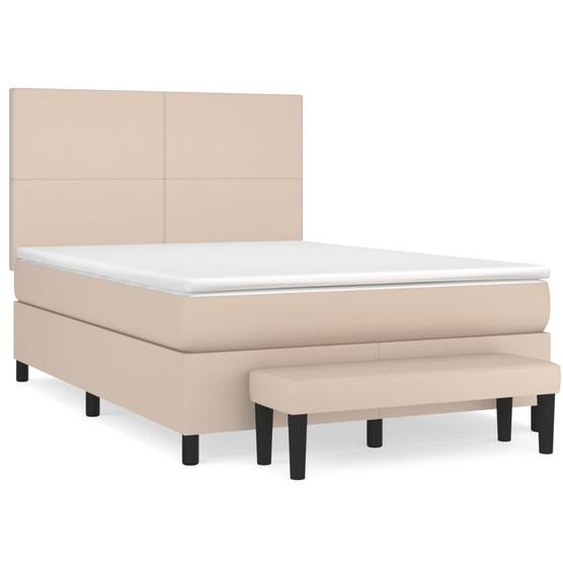vidaXL Lit Boxspring Matelas Marron Cappuccino 140x190cm Similicuir