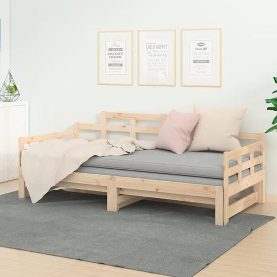 vidaXL Lit coulissant Bois de pin solide 2x(90x190) cm  820352