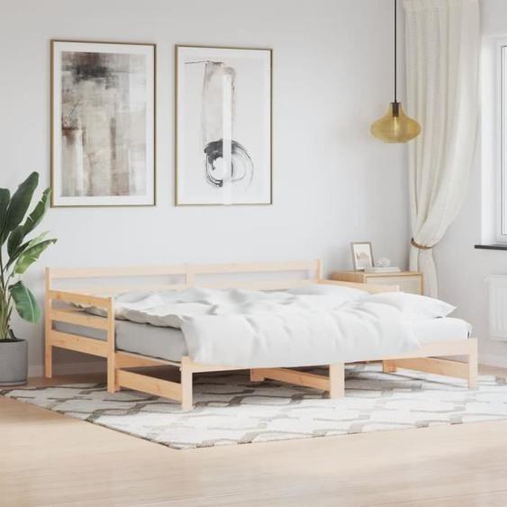 vidaXL Lit de jour avec lit gigogne 90x200 cm bois de pin massif 836147