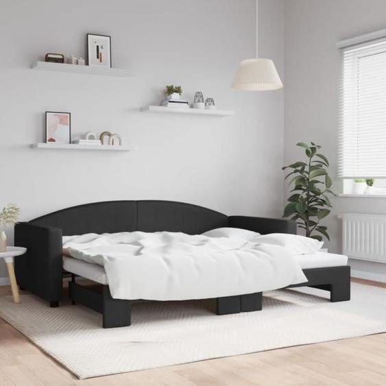 vidaXL Lit de jour avec lit gigogne noir 90x200 cm tissu 3197190