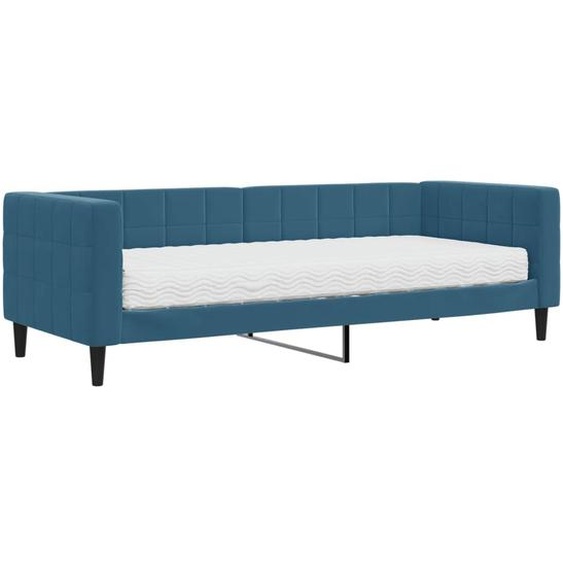 vidaXL Lit de jour avec matelas bleu 80x200 cm velours