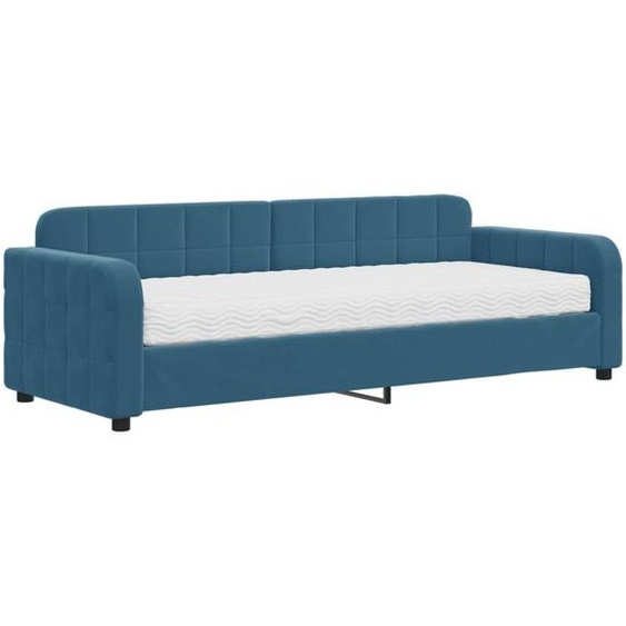 vidaXL Lit de jour avec matelas bleu 80x200 cm velours