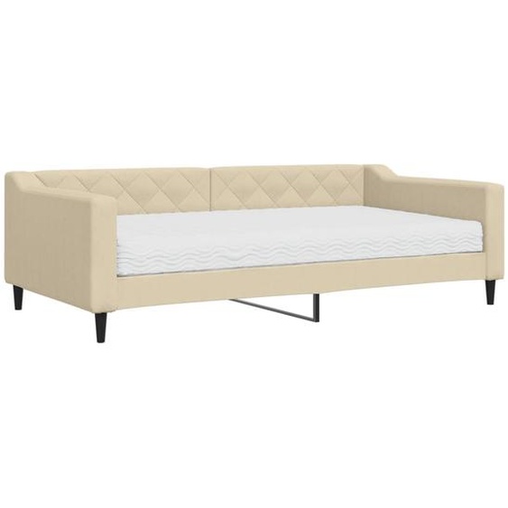 vidaXL Lit de jour avec matelas Crème 100x200 cm Tissu
