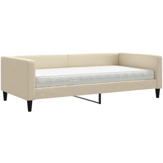 vidaXL Lit de jour avec matelas Crème 100x200 cm Tissu