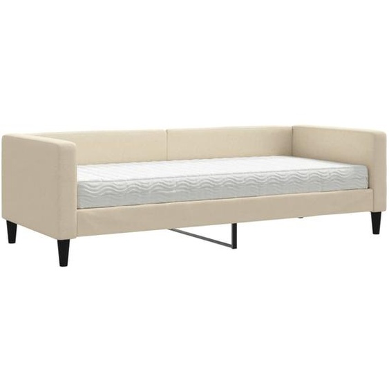 vidaXL Lit de jour avec matelas Crème 80x200 cm Tissu